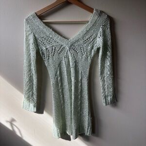 Studio Y Sequin Knit Teal Sweater